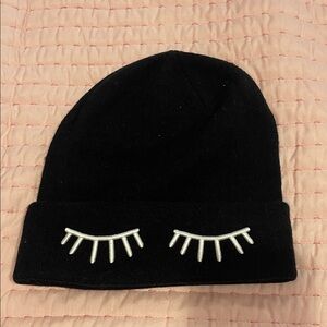 Black Kids Beanie with Eyelash Design